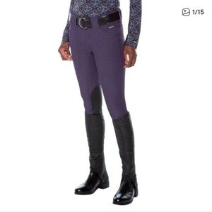 Kerrits Denim-style Thermal Knee Patch Pocket Breech Blackberry Large